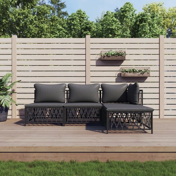 Maison Exclusive – 4-dielna záhradná súprava s vankúšmi, antracitová oceľ