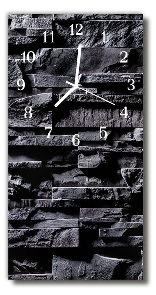 Sklenené hodiny vertikálne Kamenná múr čierna 30x60 cm