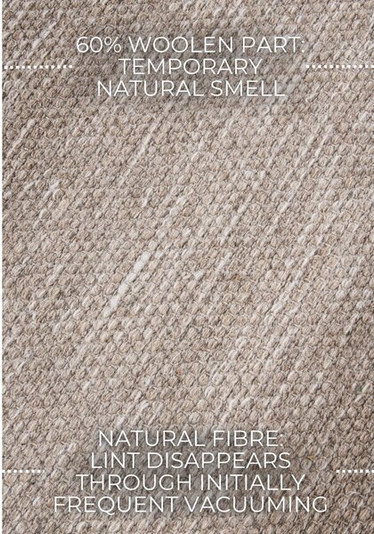 Béžový ručne tkaný koberec s prímesou vlny 80x150 cm Pradesh Linen White – Elle Decoration