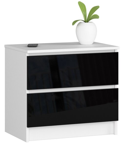 Ak furniture Komoda Liv 60 cm čierna lesklá
