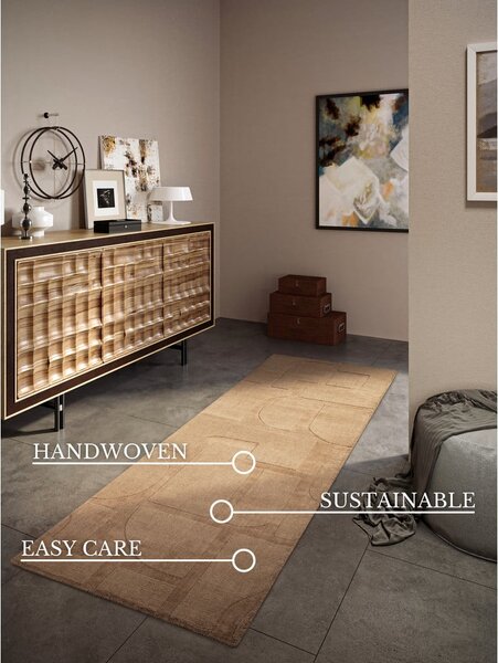 Béžový ručne tkaný vlnený behúň 80x250 cm Alexis – Villeroy&Boch
