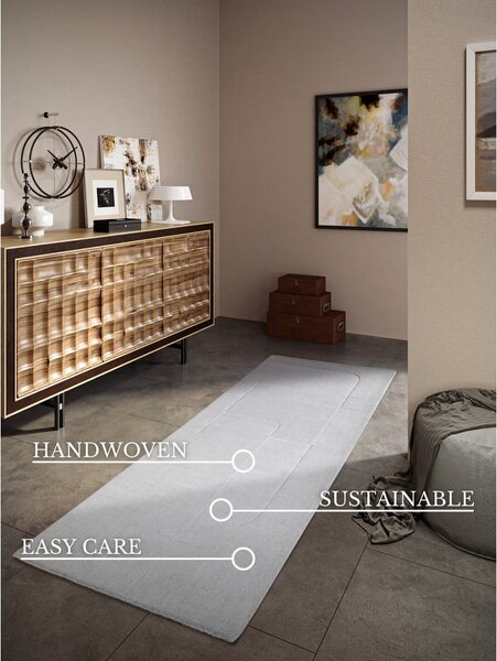 Krémovobiely ručne tkaný vlnený behúň 80x250 cm Charlotte – Villeroy&Boch