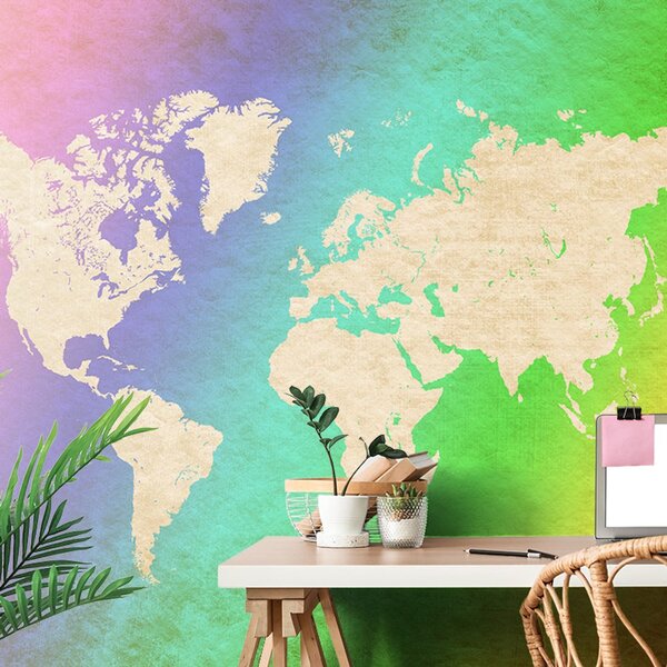 Samolepiaca tapeta pastelová mapa sveta
