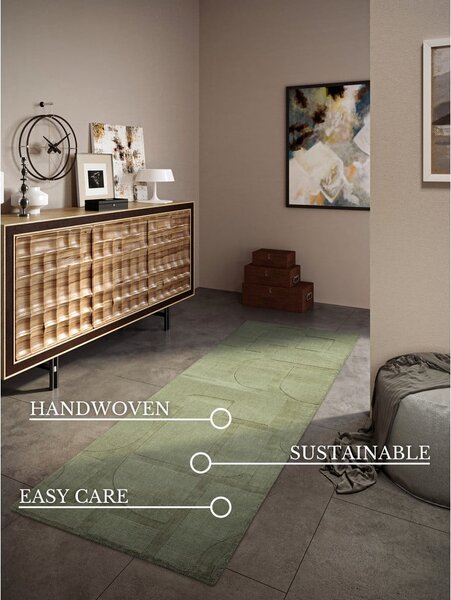 Zelený ručne tkaný vlnený behúň 80x250 cm Alexis – Villeroy&Boch