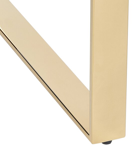 Konzolový stolík priehľadná stolová doska zlaté nohy z nehrdzavejúcej ocele 75 x 40 cm glamour moderná obývačka spálňa chodba