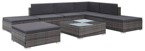 Maison Exclusive – 8-dielna záhradná súprava s vankúšmi, poly ratan, sivá