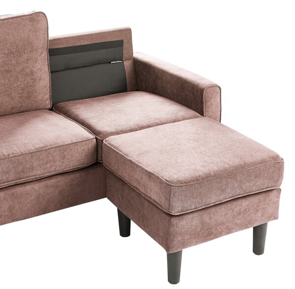 Pohovka hnedá látková čalúnená 3 miestna s taburetom mid century modern obývacia izba