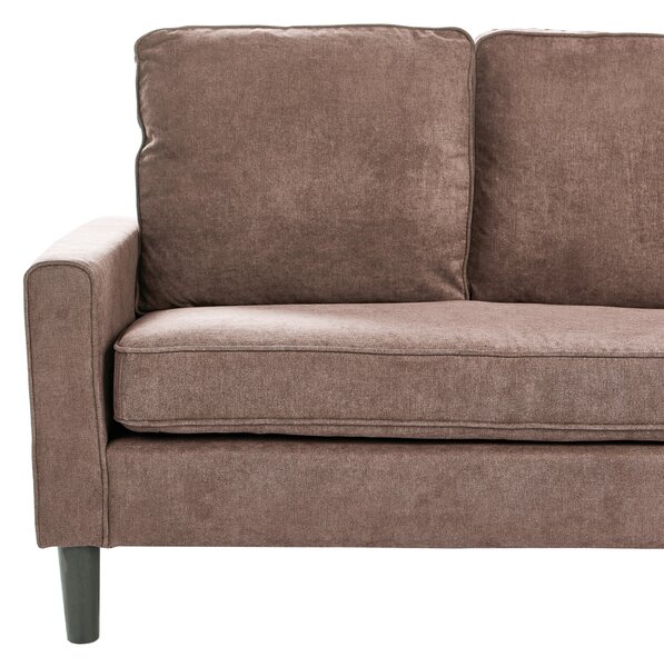 Pohovka hnedá látková čalúnená 3 miestna s taburetom mid century modern obývacia izba