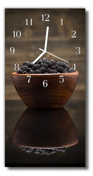 Sklenené hodiny vertikálne Černice kuchyne farebné ovocie 30x60 cm
