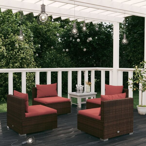 Maison Exclusive – 4-dielna záhradná súprava s poduškami Poly Rattan hnedá
