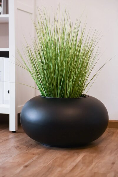Okrúhly kvetináč VIGLIA, sklolaminát, výška 27 cm, čierna
