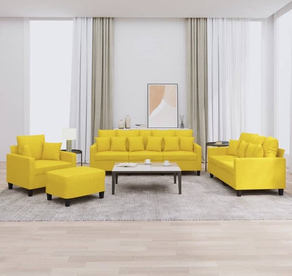 Maison Exclusive – 4-dielna sedacia súprava s vankúšmi, svetložltá látka