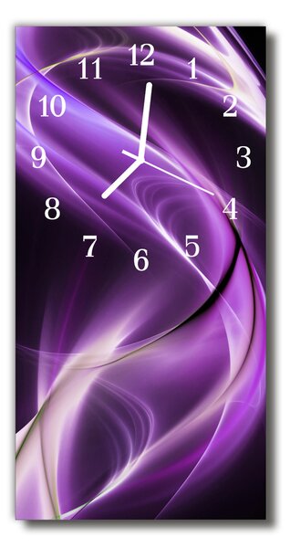 Sklenené hodiny vertikálne Prírodné vlny fialová abstrakcie 30x60 cm