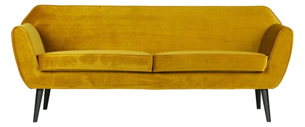 Žltá Zamatová pohovka Rocco 75 × 187 × 82 cm WOOOD