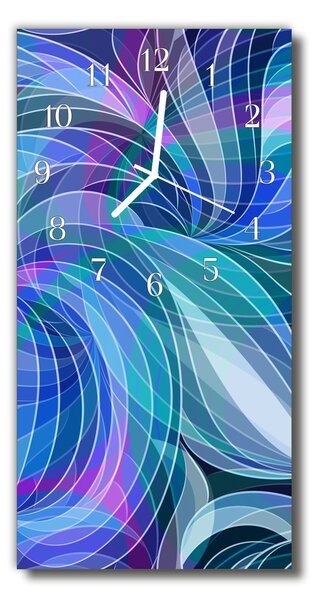 Sklenené hodiny vertikálne Umenie abstrakcie modrá 30x60 cm