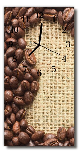 Sklenené hodiny vertikálne Kuchyňa kávové zrná béžová 30x60 cm