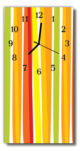 Sklenené hodiny vertikálne Umelecké farebné remene 30x60 cm