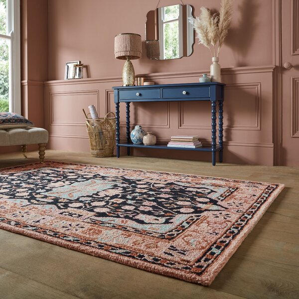 Flair Rugs , Kusový koberec Wool Loop Blossom Pink/Black, 160x230, ružová, obývacia izba