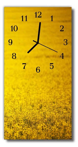 Sklenené hodiny vertikálne Kvety repkové polia žlté 30x60 cm