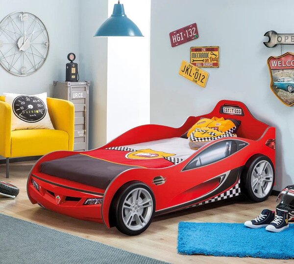 Detská autoposteľ RACECUP 90x190 cm (červená)