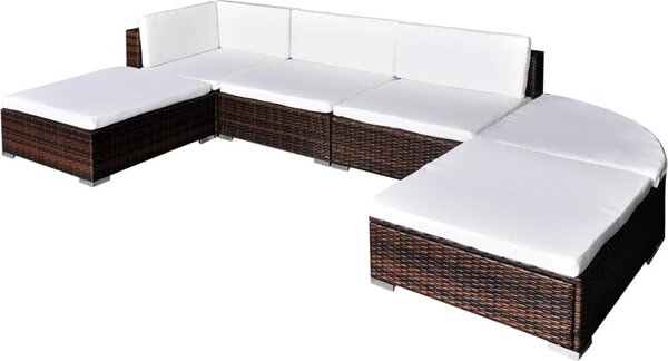 Maison Exclusive – 6-dielna záhradná súprava s poduškami z polyratanu, hnedá