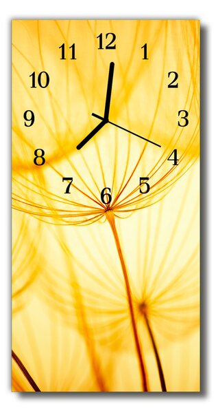 Sklenené hodiny vertikálne Kvety púpava žltá 30x60 cm