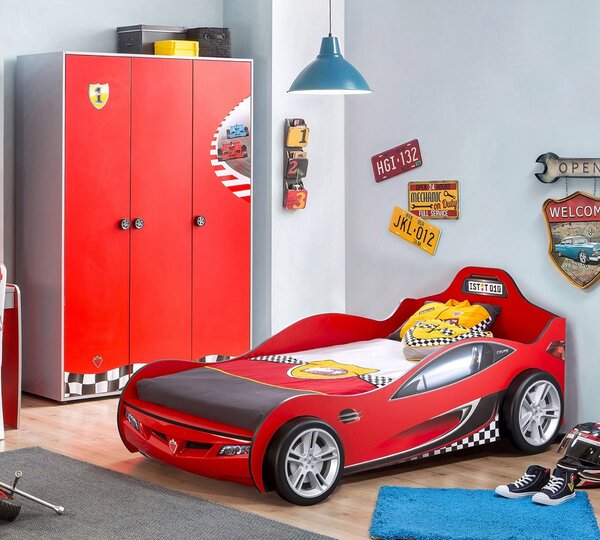 Detská autoposteľ RACECUP 90x190 cm (červená)
