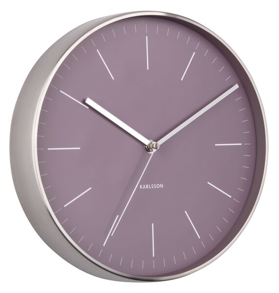 KARLSSON Nástenné hodiny Minimal – fialová ∅ 27,5 × 5 cm