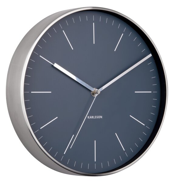 KARLSSON Nástenné hodiny Minimal – modrá ∅ 27,5 × 5 cm