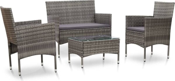 Maison Exclusive – 4-dielna záhradná súprava s poduškami Poly Rattan Grey