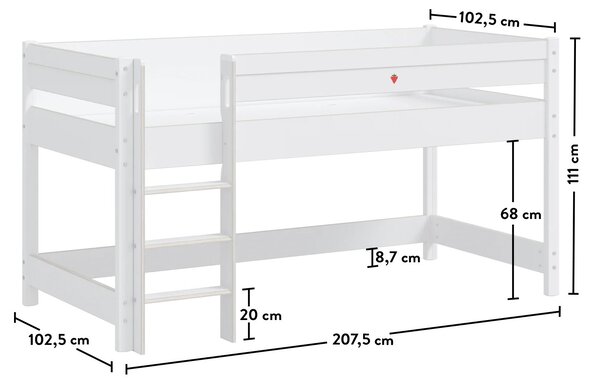 Detská posteľ - vyvýšená MONTES WHITE (90x200 cm)