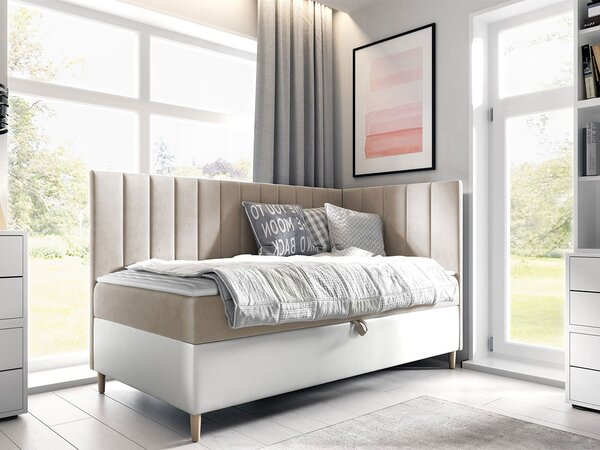 Mirjan24 Kontinentálna posteľ Junior Kamire 3, Strana: pravá, Rozmer postele: 80x200, Dostupné poťahy: ekokoža Soft 017 (biela) + Fresh 01 5903211204401