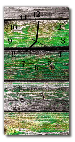 Sklenené hodiny vertikálne Drevené dosky sa zeleným machom 30x60 cm