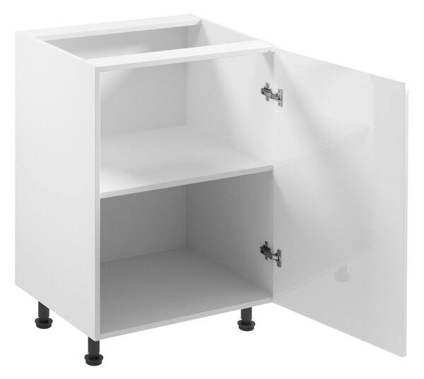 KONDELA Spodná skrinka, biela/biela extra vysoký lesk, pravá, AURORA D601F