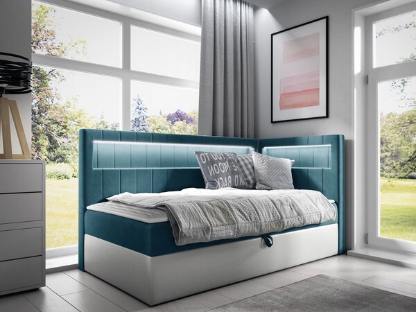 Mirjan24 Kontinentálna jednolôžková posteľ Junior Ribezo 3, Strana: pravá, Rozmer postele: 100x200, Dostupné poťahy: ekokoža Soft 017 (biela) + Fresh 34 5903211203787