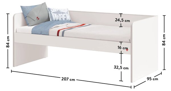 Študentská spodná posteľ STUDIO MONTES WHITE (90x200 cm)