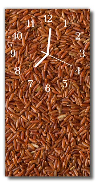 Sklenené hodiny vertikálne Hnedá ryžová kuchyne 30x60 cm