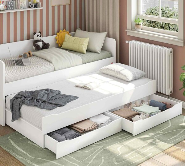 Študentská posteľ STUDIO VARIA WHITE s prístelkou (90x200cm)
