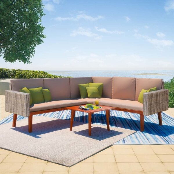 Maison Exclusive – 4-dielna záhradná súprava s poduškami Poly Rattan Grey