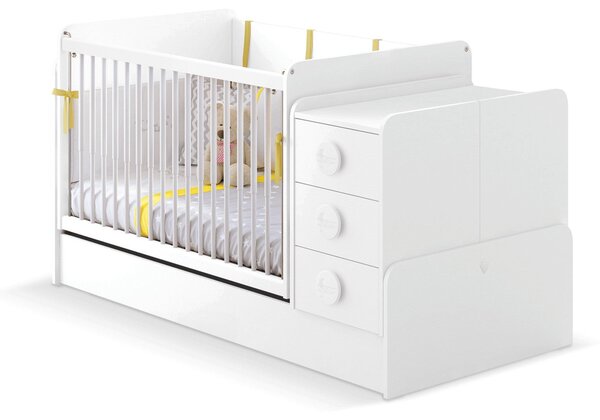 Rastúca postieľka s prebaľovacím pultom BABY COTTON (70x115-70x160 cm)
