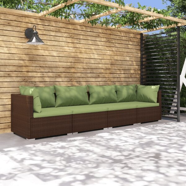 Maison Exclusive – 4-dielna záhradná súprava s poduškami Poly Rattan hnedá