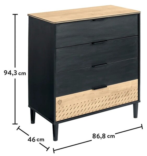Študentská komoda BLACK