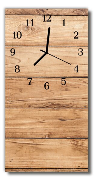 Sklenené hodiny vertikálne Béžové drevené panely 30x60 cm