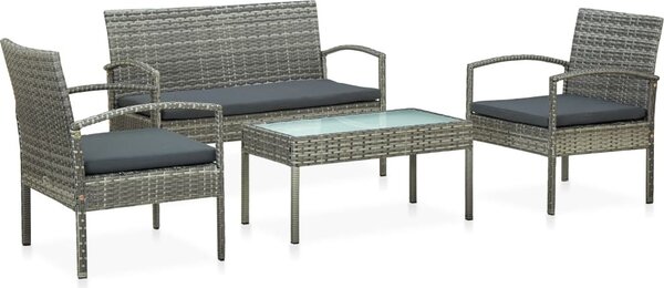 Maison Exclusive – 4-dielna záhradná súprava s poduškami Poly Rattan Grey