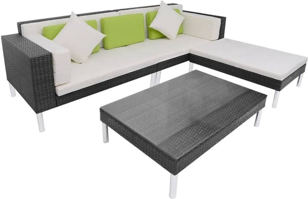 Maison Exclusive – 4-dielna záhradná súprava s poduškami z polyratanu, čierna
