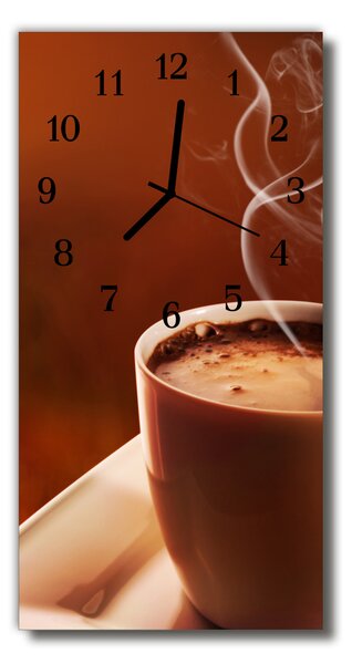 Sklenené hodiny vertikálne Béžový šálka kávy 30x60 cm