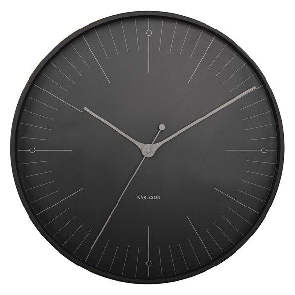 KARLSSON Nástenné hodiny Index – čierna ∅ 40 × 4,5 cm