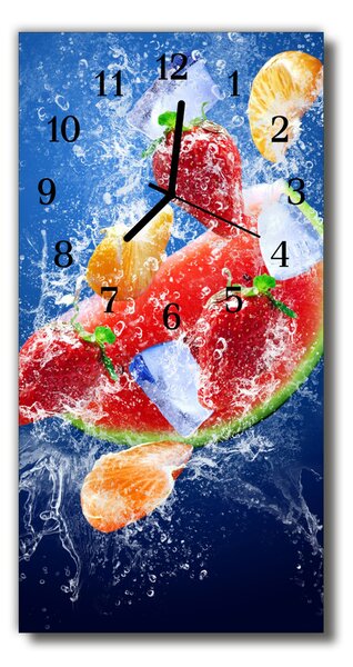 Nástenné hodiny vertikálne Kuchynský ovocie obrázok farebnej tlače 30x60 cm