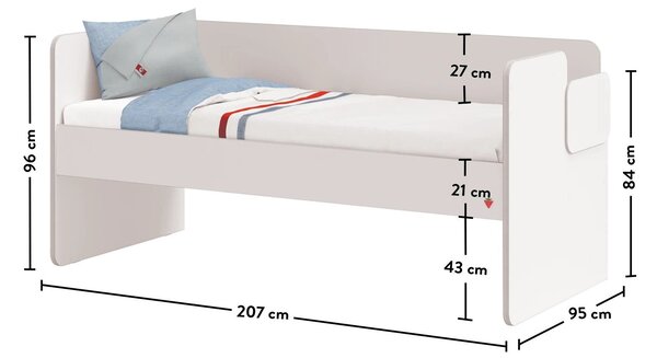 Študentská vrchná posteľ STUDIO MONTES WHITE (90x200 cm)