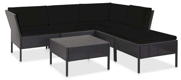 Maison Exclusive – 6-dielna záhradná súprava s poduškami, polyratan, čierna
